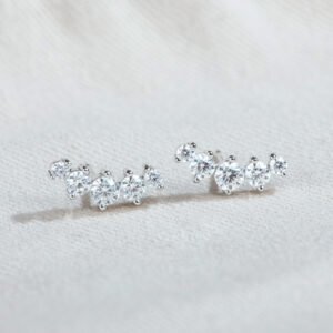 Crescent Glow Moissanite Stud Earrings – S925 Sterling Silver