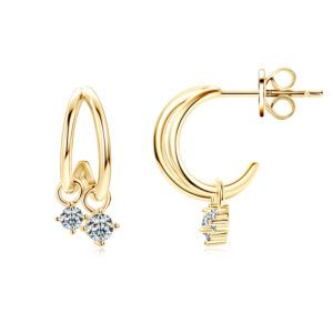 Crescent Shine Moissanite Earrings – 18K Gold Plated S925 Silver
