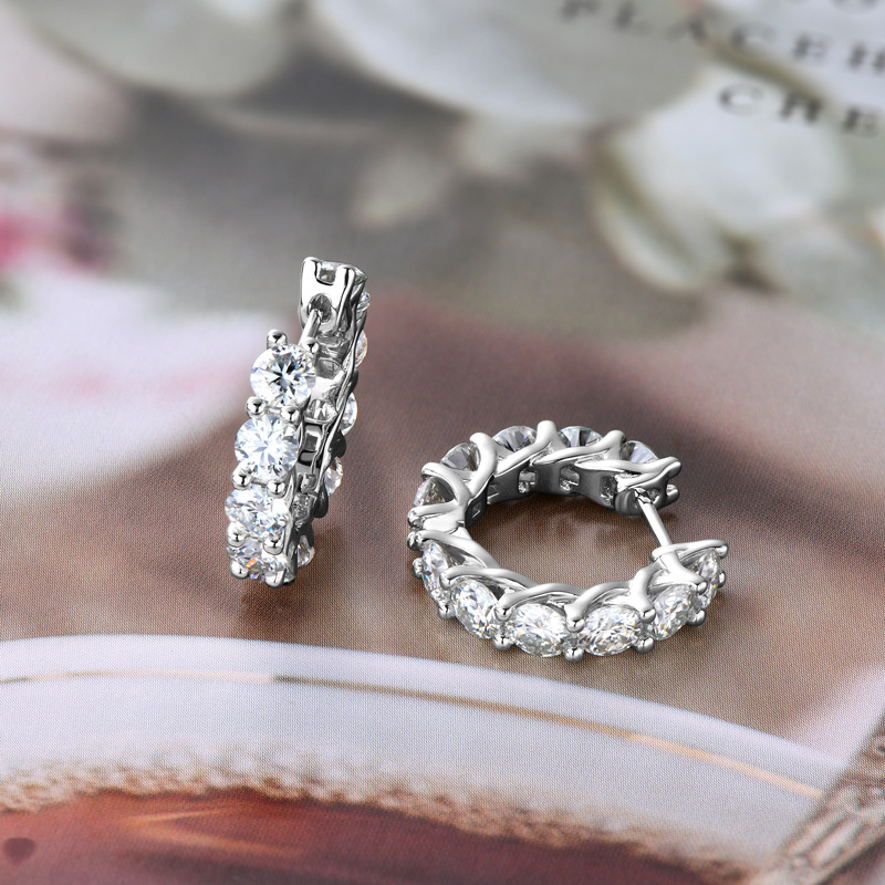 Brilliant 4mm Moissanite Hoop Earrings – S925 Sterling Silver - Image 3