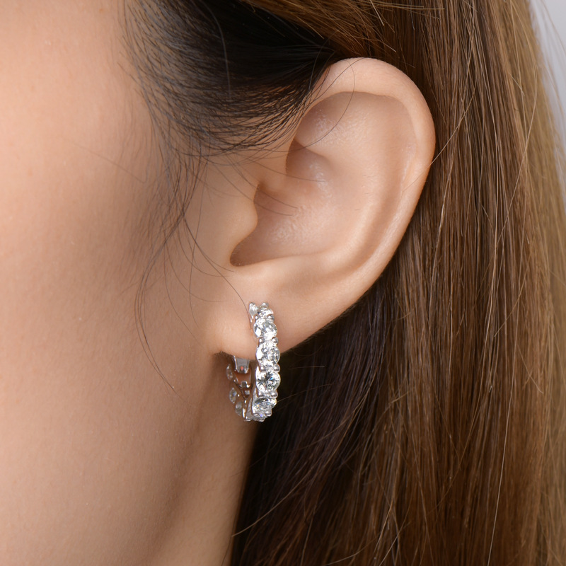 Brilliant 4mm Moissanite Hoop Earrings – S925 Sterling Silver - Image 8