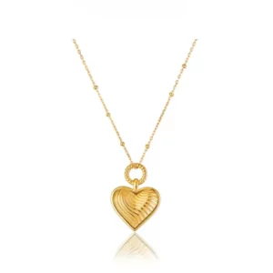 18K Gold-Plated Heart Pendant Necklace with Oversized Charm & Adjustable Chain