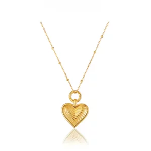 18K Gold-Plated Large Heart Sweater Necklace – Statement Long Pendant