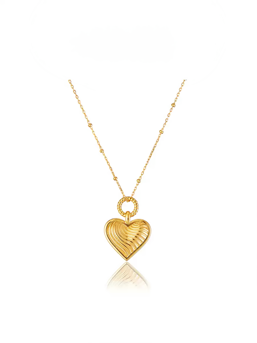 18K Gold-Plated Large Heart Sweater Necklace – Statement Long Pendant