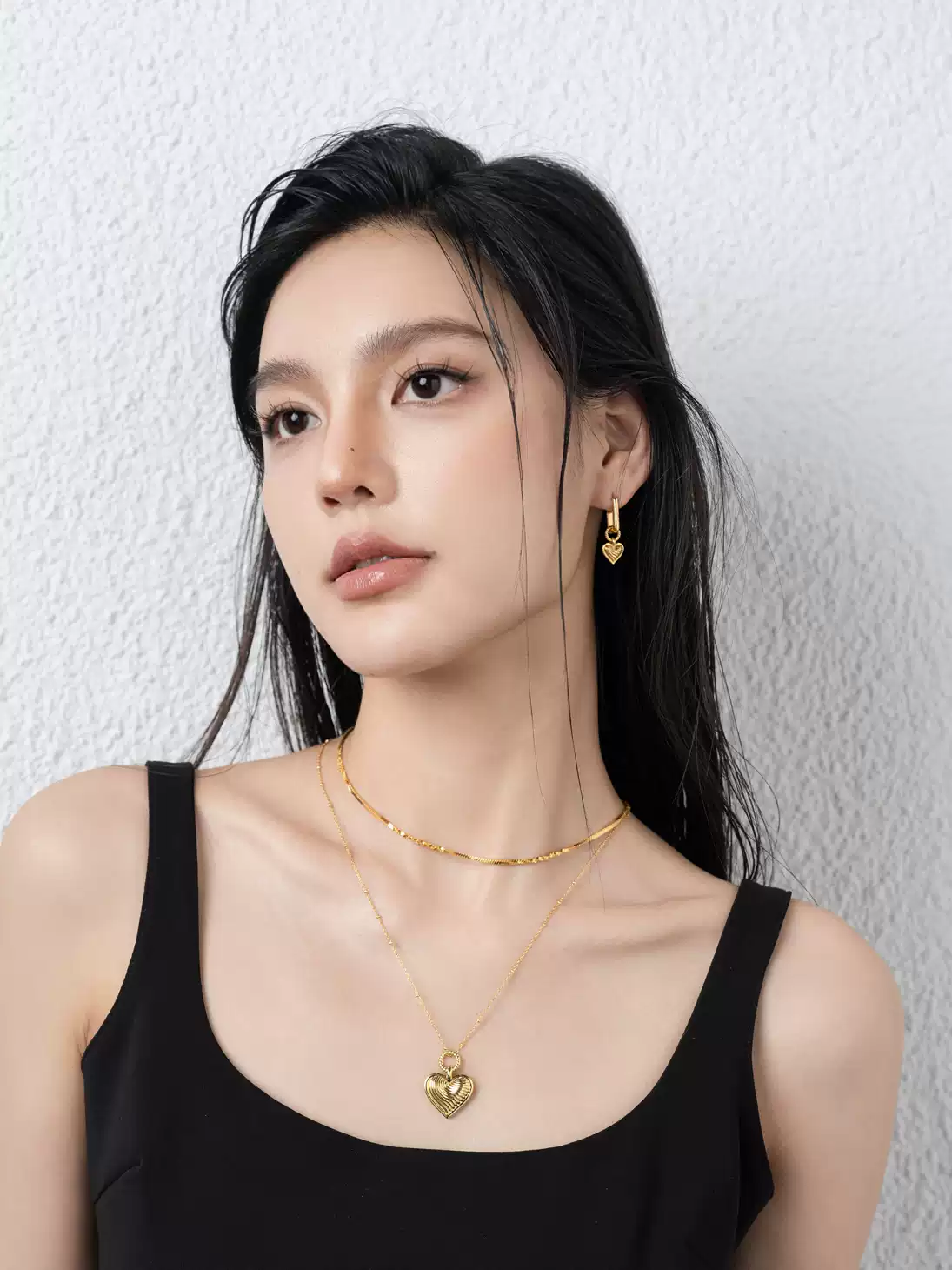 18K Gold-Plated Large Heart Sweater Necklace – Statement Long Pendant - Image 2