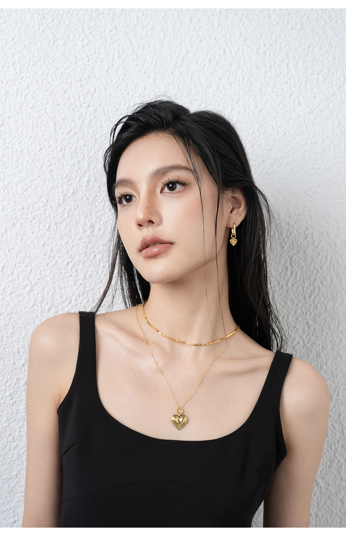 18K Gold-Plated Large Heart Sweater Necklace – Statement Long Pendant - Image 9