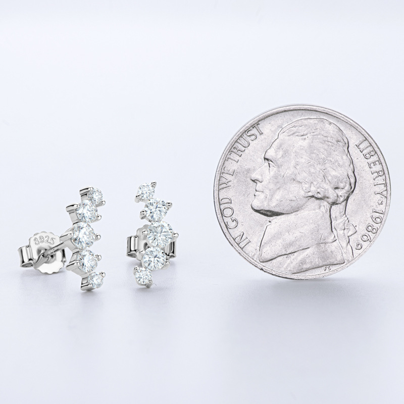 Crescent Glow Moissanite Stud Earrings – S925 Sterling Silver - Image 2