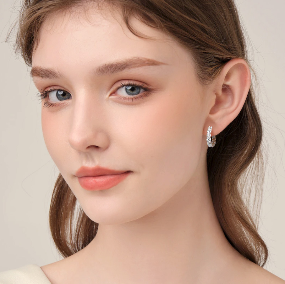 Brilliant 4mm Moissanite Hoop Earrings – S925 Sterling Silver - Image 5