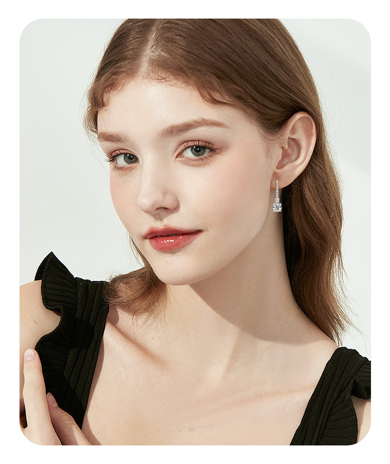 Classic Elegance Moissanite Drop Earrings – S925 Sterling Silver (1ct) - Image 3