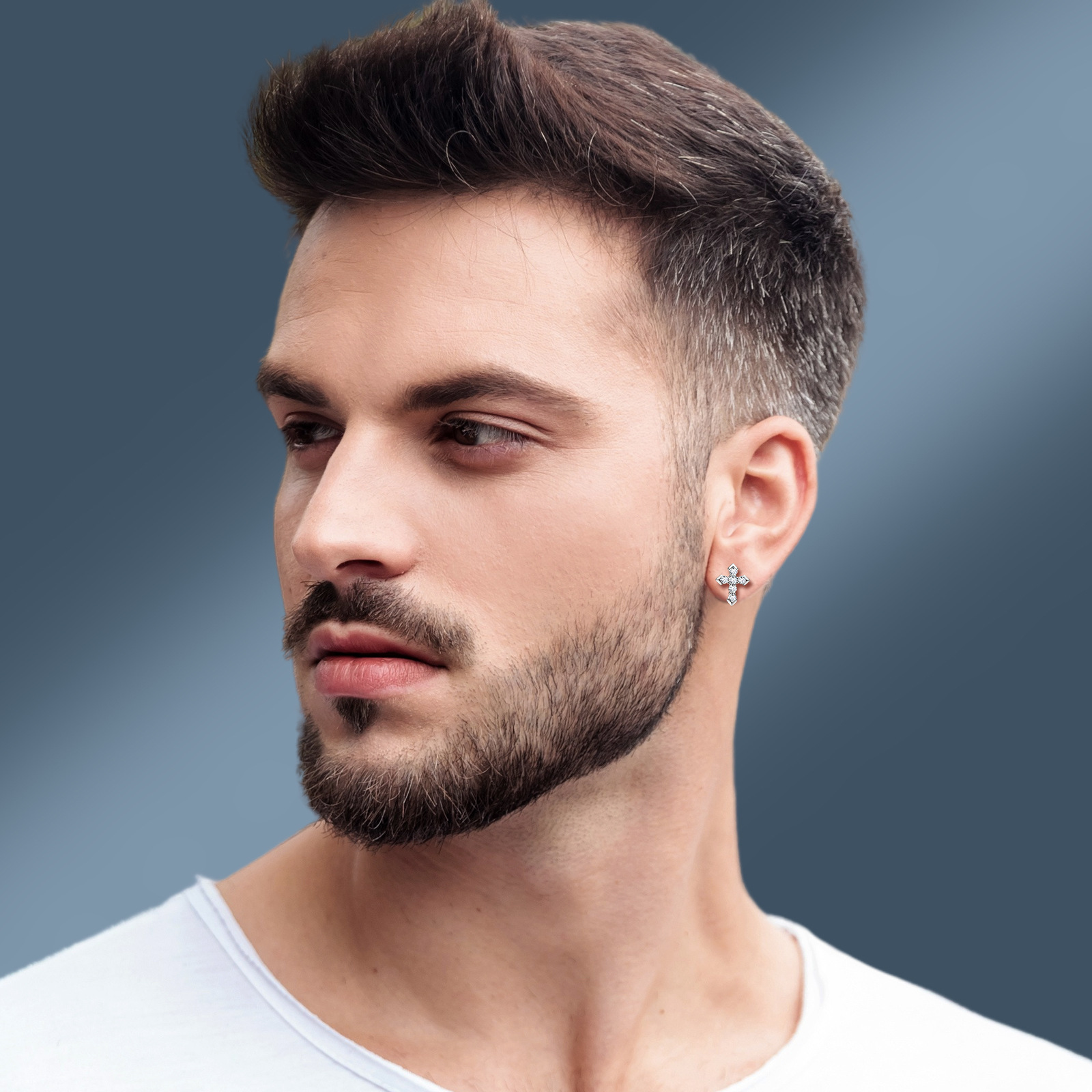 Sparkling Sterling Silver Cross Earrings with Brilliant Moissanite - Image 6