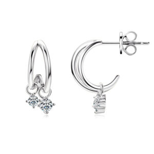 Crescent Shine Moissanite Earrings – 18K Gold Plated S925 Silver