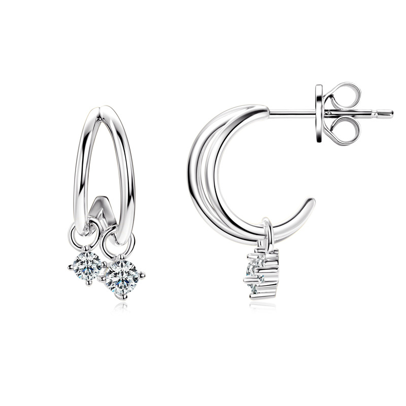 Crescent Shine Moissanite Earrings – 18K Gold Plated S925 Silver