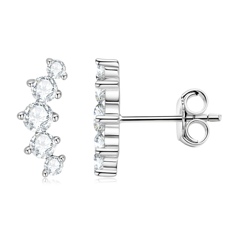 Crescent Glow Moissanite Stud Earrings – S925 Sterling Silver - Image 3