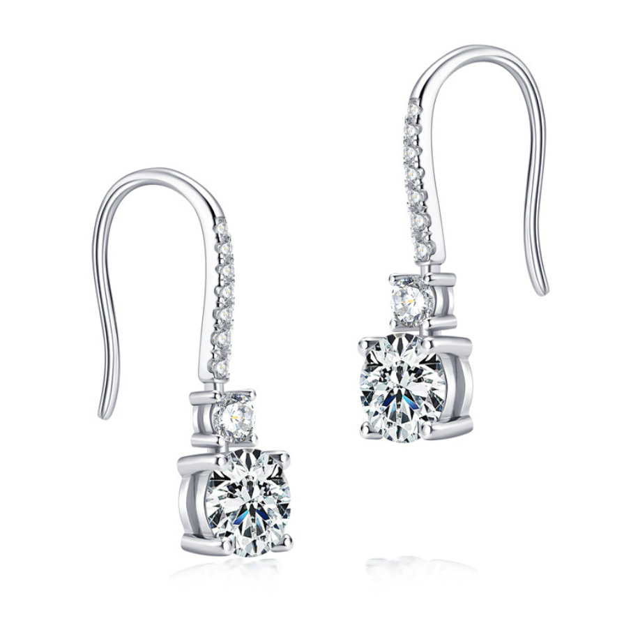 Classic Elegance Moissanite Drop Earrings – S925 Sterling Silver (1ct) - Image 4