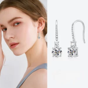Classic Elegance Moissanite Drop Earrings – S925 Sterling Silver (1ct)
