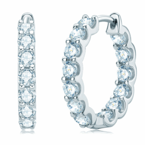 Brilliant 4mm Moissanite Hoop Earrings – S925 Sterling Silver