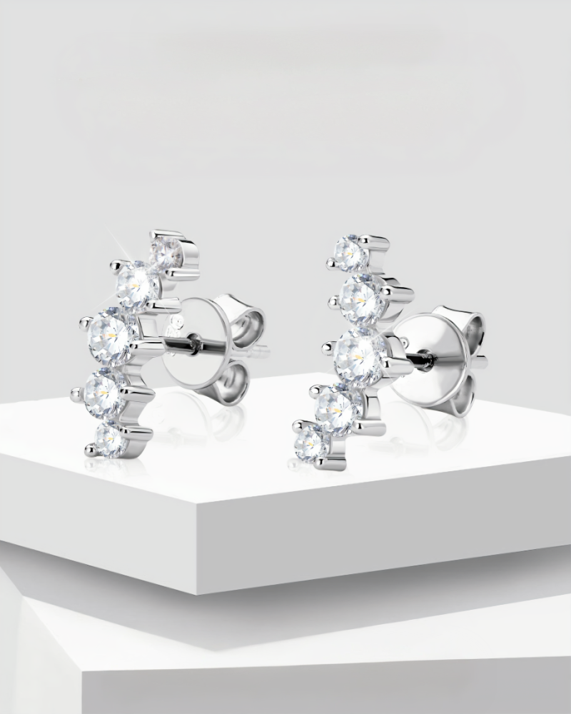 Crescent Glow Moissanite Stud Earrings – S925 Sterling Silver - Image 4