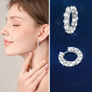Brilliant 4mm Moissanite Hoop Earrings – S925 Sterling Silver