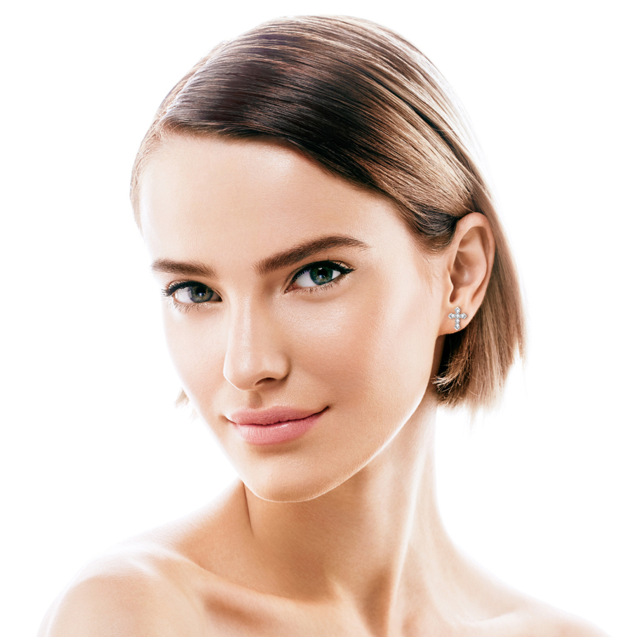 Sparkling Sterling Silver Cross Earrings with Brilliant Moissanite - Image 5