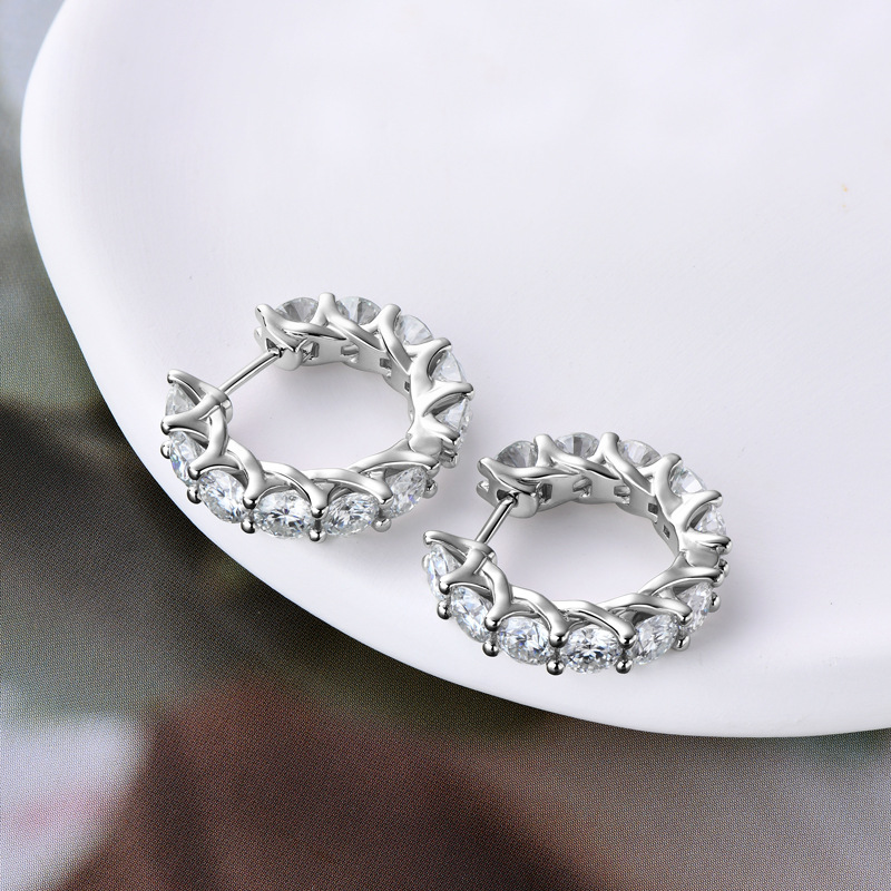 Brilliant 4mm Moissanite Hoop Earrings – S925 Sterling Silver - Image 4