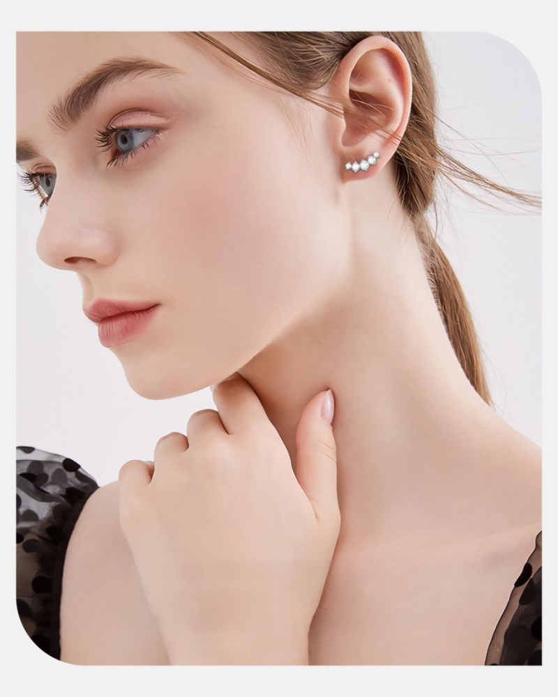 Crescent Glow Moissanite Stud Earrings – S925 Sterling Silver - Image 6