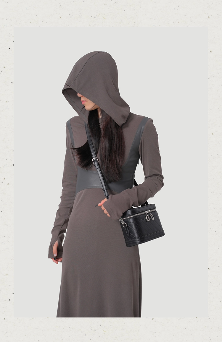 Black Genuine Leather Mini Box Bucket Bag – High-End Everyday Crossbody - Image 10