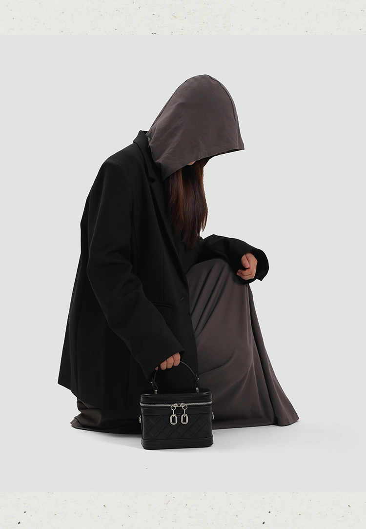 Black Genuine Leather Mini Box Bucket Bag – High-End Everyday Crossbody - Image 11