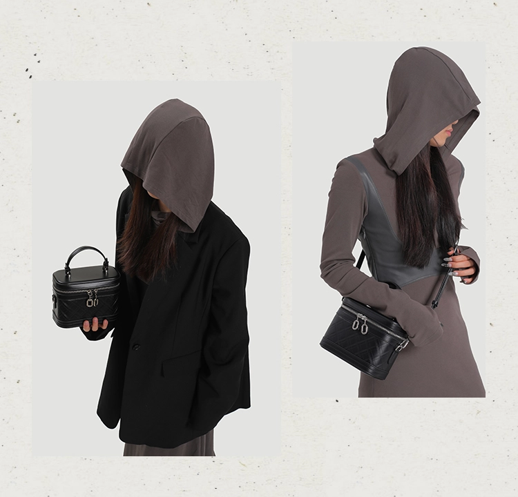 Black Genuine Leather Mini Box Bucket Bag – High-End Everyday Crossbody - Image 6