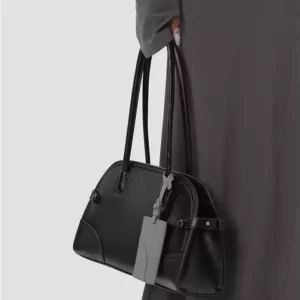 Genuine Cowhide Leather Retro Arch Shoulder Bag – Soft Zip Top Handle