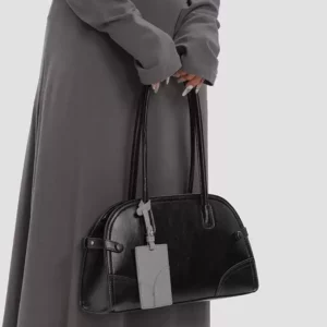 Genuine Cowhide Leather Retro Arch Shoulder Bag – Soft Zip Top Handle