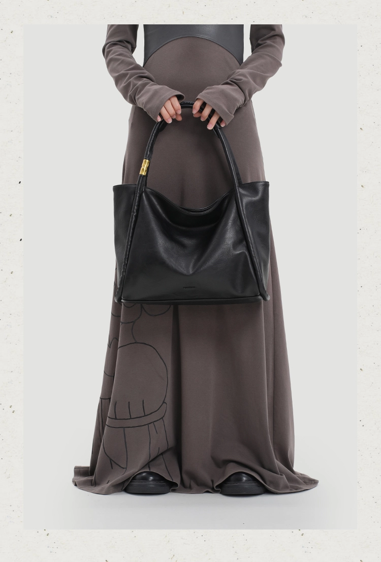 Genuine Leather Black Tote Bag – Soft Cowhide, Large-Capacity, Convertible Straps - Image 12