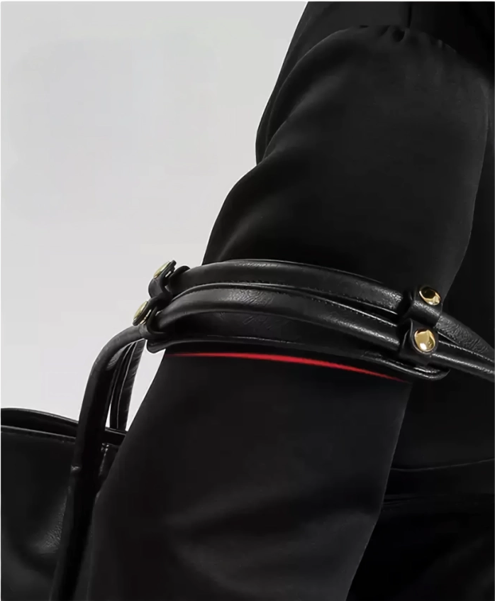 Genuine Leather Black Tote Bag – Soft Cowhide, Large-Capacity, Convertible Straps - Image 4