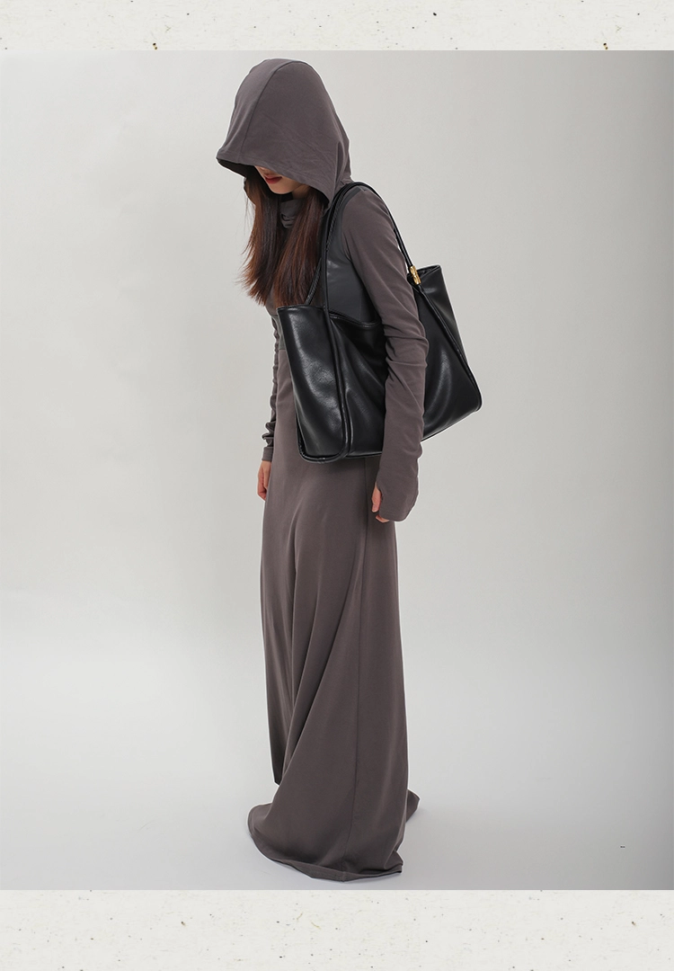 Genuine Leather Black Tote Bag – Soft Cowhide, Large-Capacity, Convertible Straps - Image 6