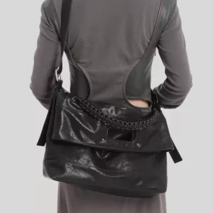 Genuine Leather Foldable Large Tote Bag – Soft Commuter Shoulder & Crossbody