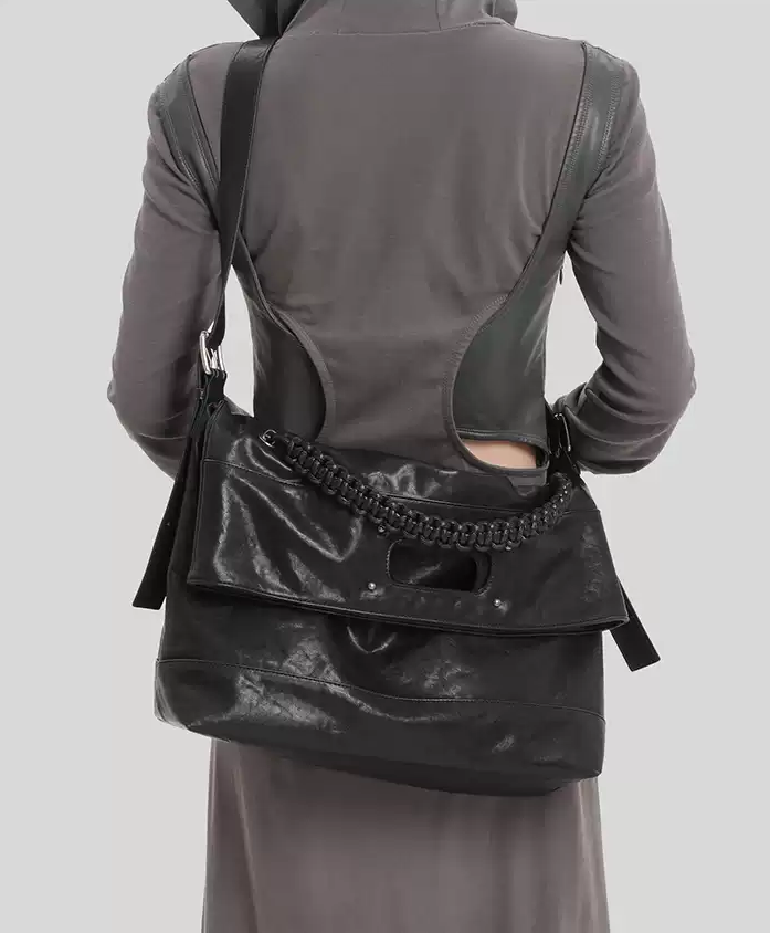 Genuine Leather Foldable Large Tote Bag – Soft Commuter Shoulder & Crossbody - Image 2