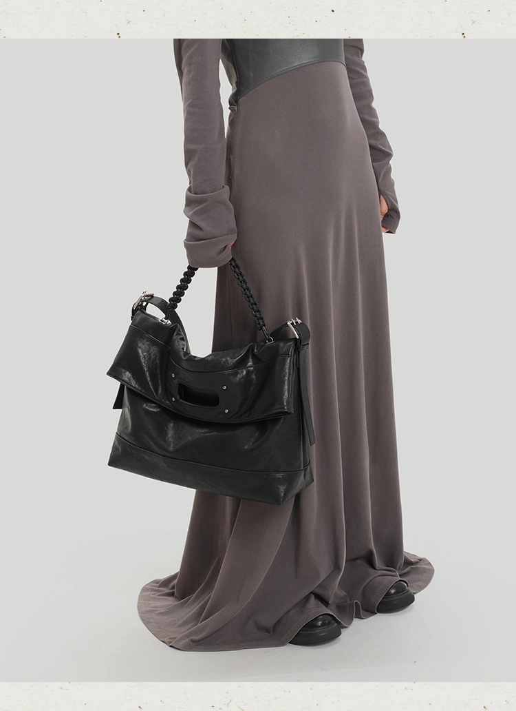 Genuine Leather Foldable Large Tote Bag – Soft Commuter Shoulder & Crossbody - Image 5