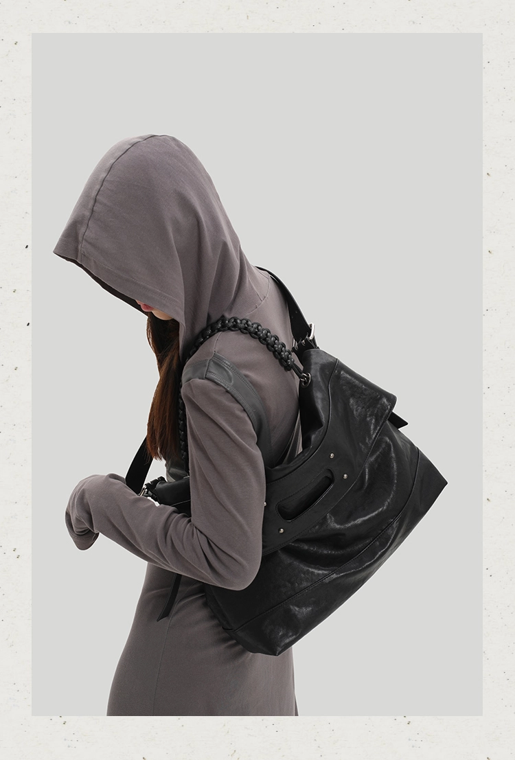 Genuine Leather Foldable Large Tote Bag – Soft Commuter Shoulder & Crossbody - Image 6