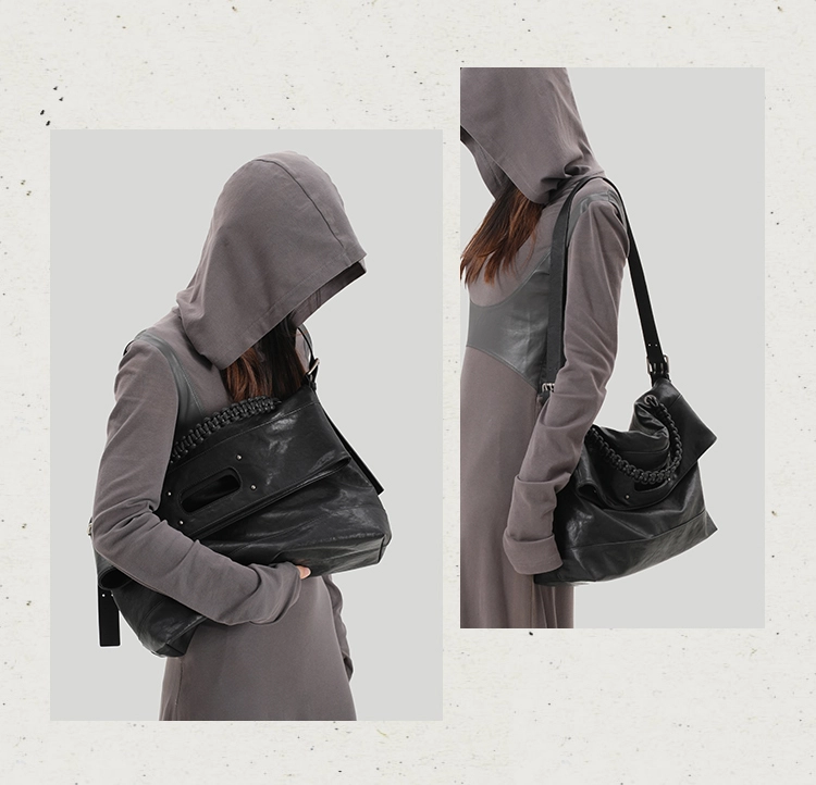 Genuine Leather Foldable Large Tote Bag – Soft Commuter Shoulder & Crossbody - Image 7