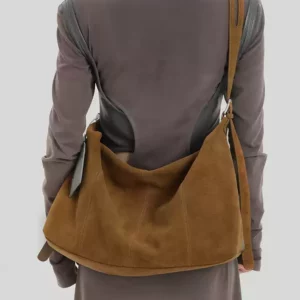 Genuine Leather Maillard Hobo Tote Bag – Soft Large-Capacity Shoulder & Crossbody Bag