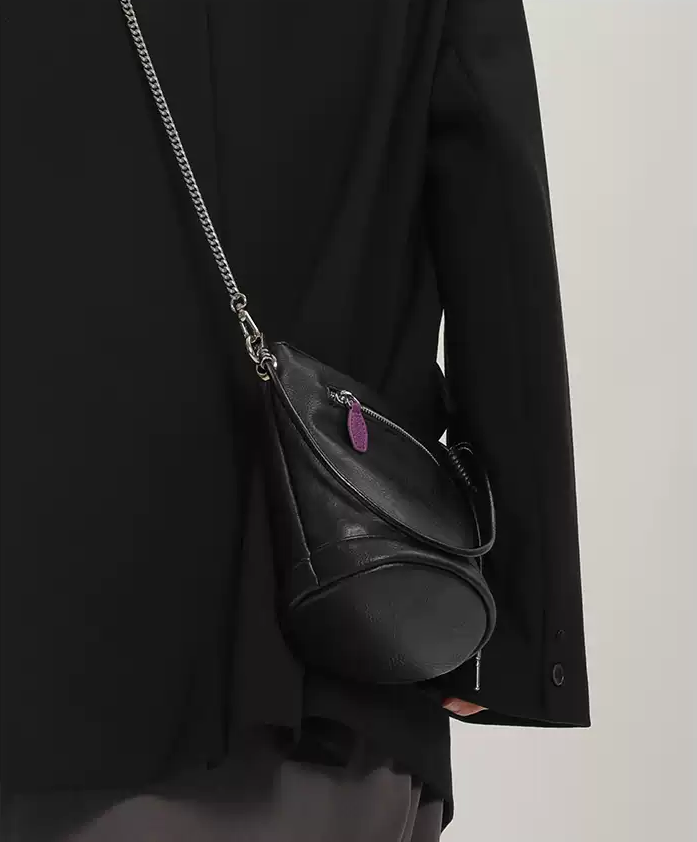 Genuine Leather Mini Bucket Bag with Chain Strap – Shoulder & Crossbody Bag