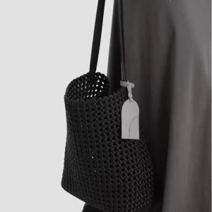 Genuine Leather Woven-Style Bucket Tote – Large-Capacity Shoulder Bag