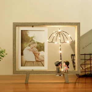 Nordic Style LED Double-Sided Rotating Photo Frame – 6 Inch Desktop Display
