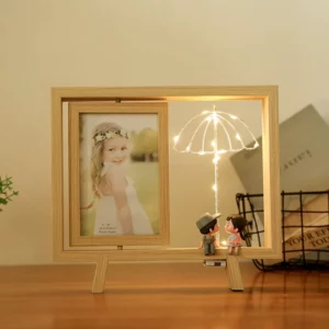 Nordic Style LED Double-Sided Rotating Photo Frame – 6 Inch Desktop Display