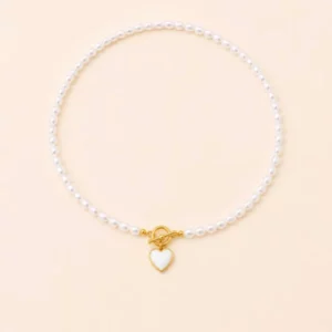 Freshwater Pearl Necklace with Heart Pendant Toggle Clasp