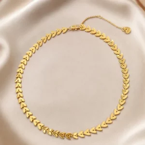 Gold-Tone Wheat Heart Collarbone Necklace