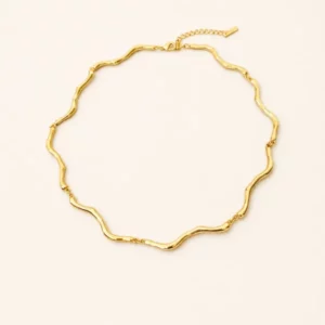 Sculptural Gold-Tone Wavy Chain Necklace