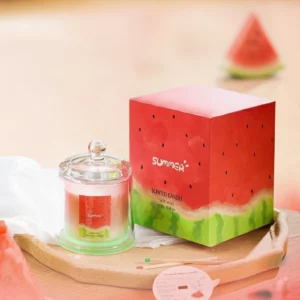 Summer-Inspired Frosted Gradient Soy Wax Scented Candle with Glass Cloche, 5.3 oz