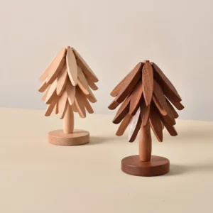 Expandable Wooden Trivet & Coaster Set – Tree-Shaped Heat-Resistant Table Protector