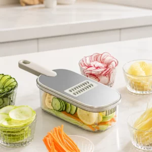 Interchangeable Kitchen Mandoline Slicer with 6 Cutting Blade Inserts