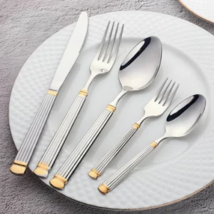 Luxury Ribbed Stainless Steel 5-Piece Cutlery Set