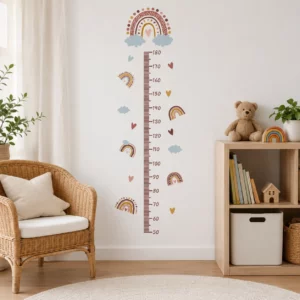 Rainbow, Cloud, and Heart Height Measurement Wall Sticker Set - 2 Sheets Decorative Nursery Decals